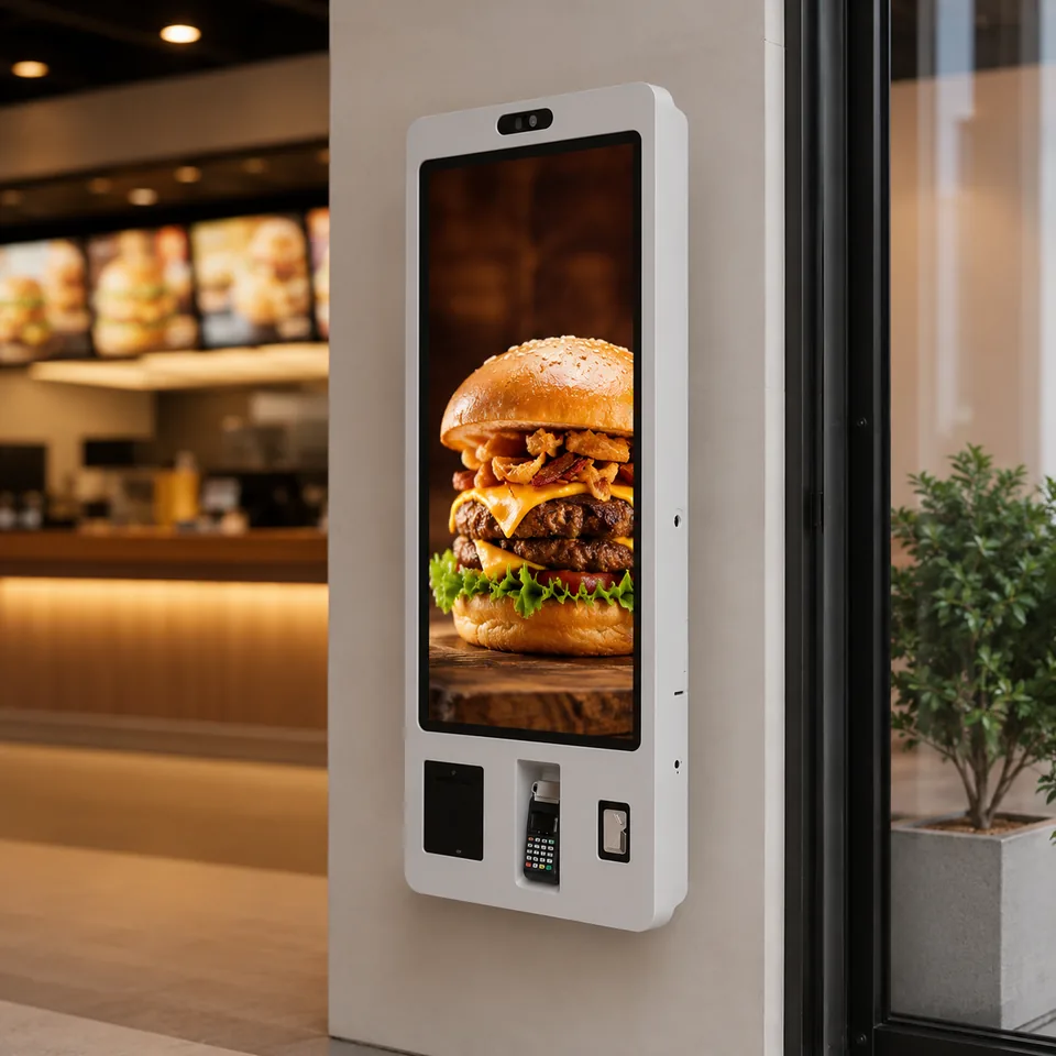 Commercial self-service kiosk display in a retail environment